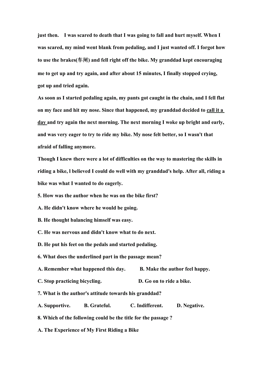 内蒙古乌丹一中2018-2019学年高一上学期第二次阶段性测试英语试卷 WORD版含答案.doc_第3页