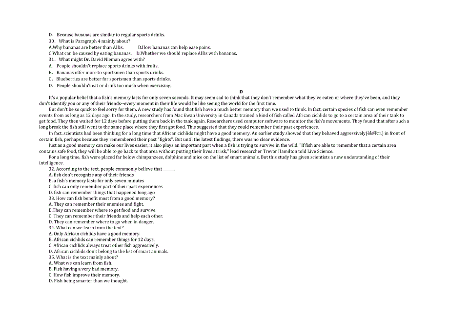 内蒙古乌兰察布市部分学校2021-2022学年高二上学期期中联考英语试题 WORD版含答案.doc_第3页