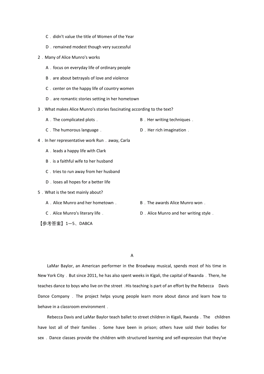 四川2016高考英语二轮：阅读理解训练（4）及答案.doc_第2页