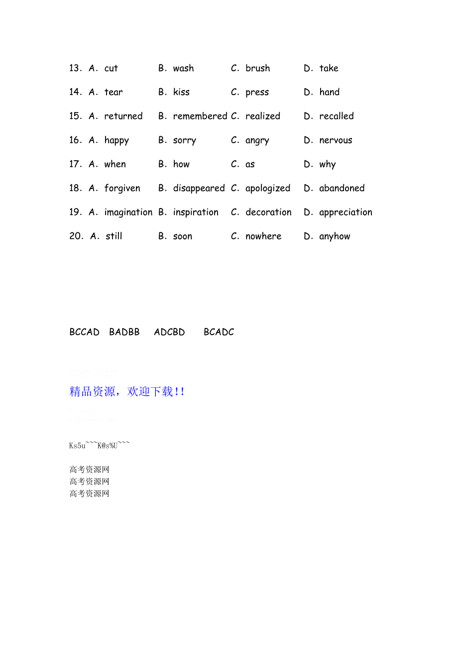 四川省2012届高三英语二轮复习专题训练：完形填空（5）.doc_第3页