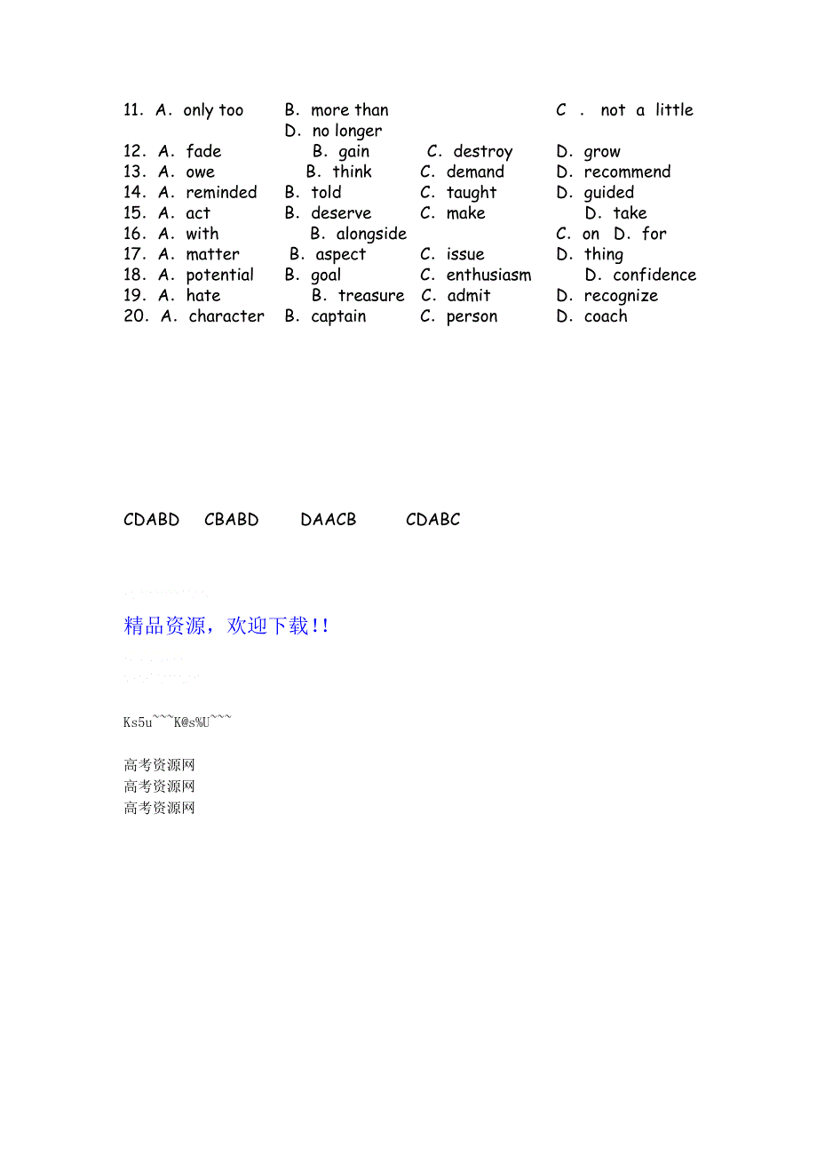 四川省2012届高三英语二轮复习专题训练：完形填空（30）.doc_第2页