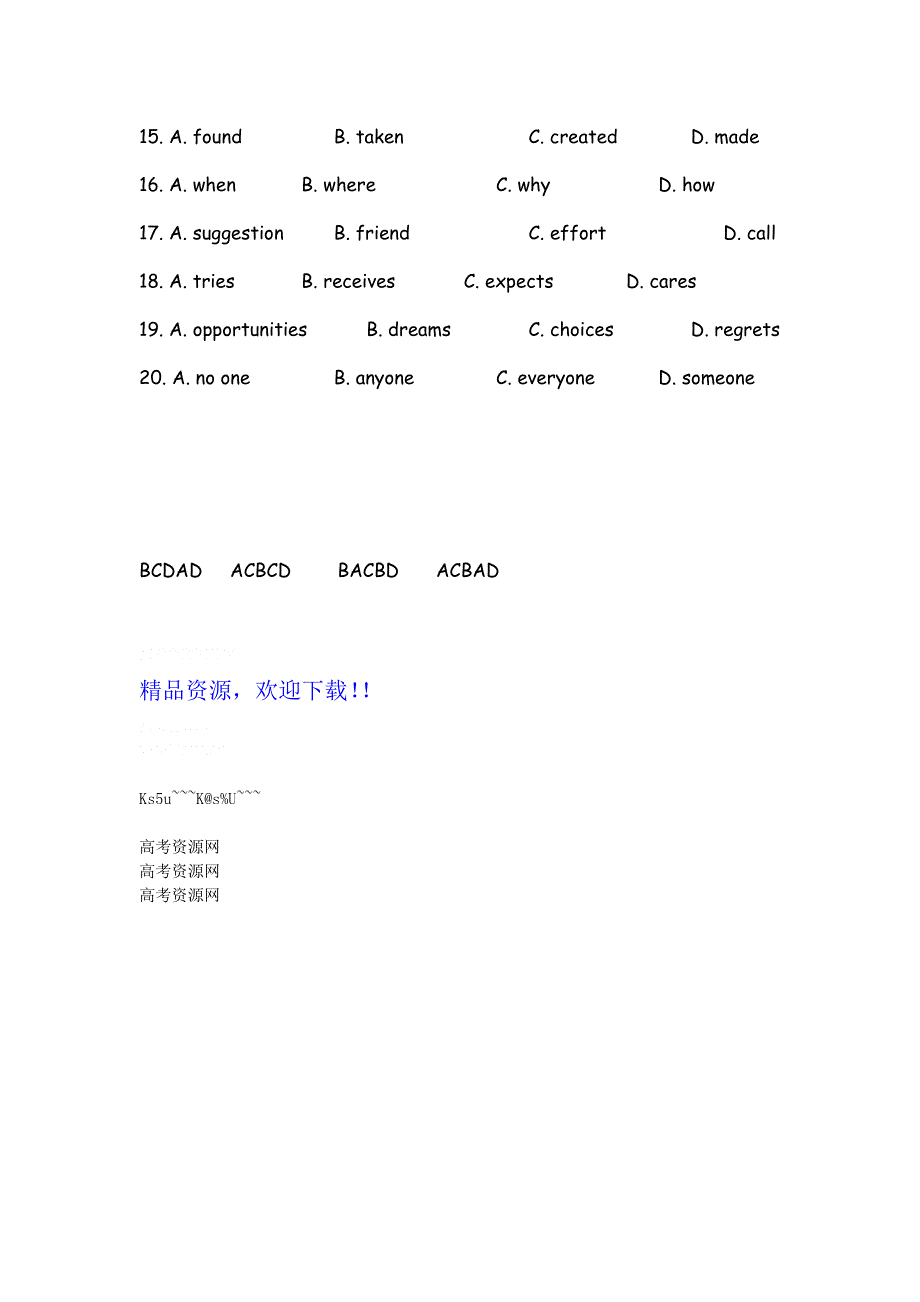 四川省2012届高三英语二轮复习专题训练：完形填空（8）.doc_第3页