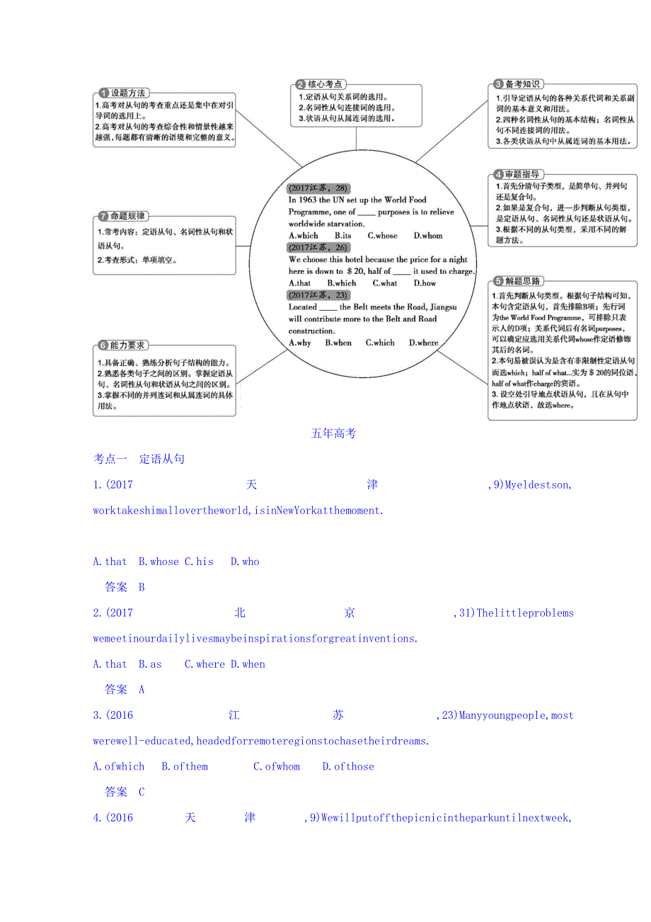 2019版高考英语（江苏版）一轮配套讲义：专题七 主从复合句 WORD版含答案.doc_第2页
