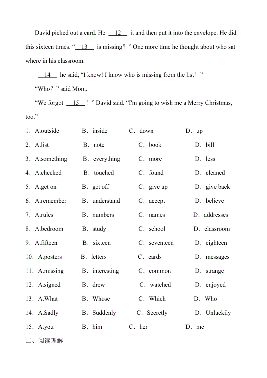 2019年浙江省杭州市中考英语复习同步训练：　九年级　Units 5～6.doc_第2页