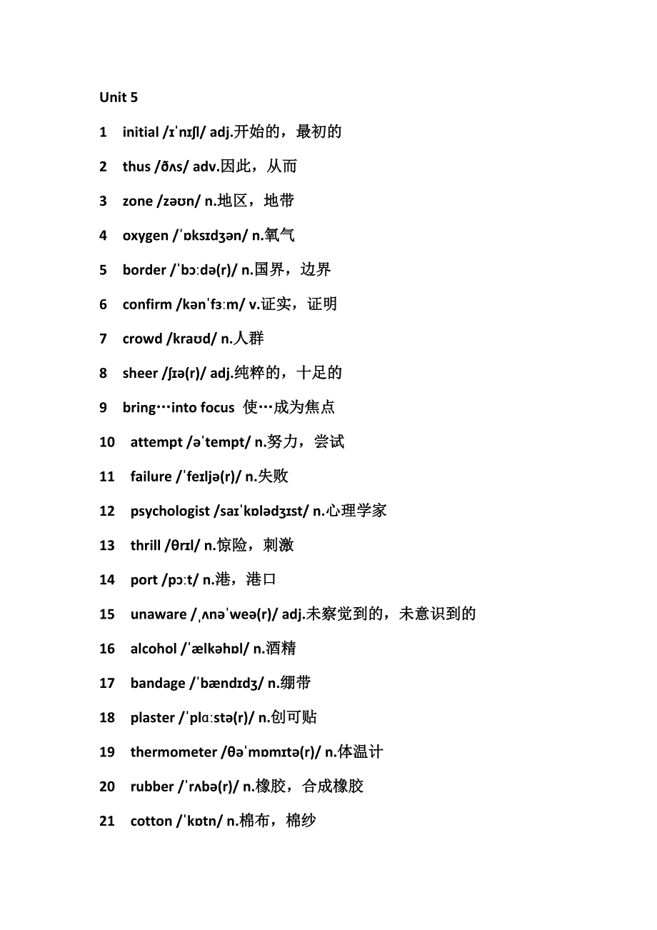 2019年秋季新版外研版英语必修三unit 5单词表.doc_第1页