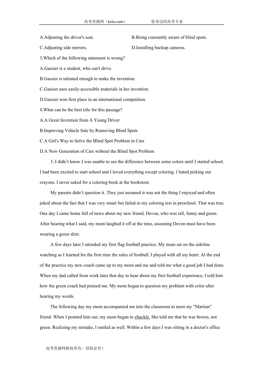 2020届高考英语专练之自我检测（十） WORD版含答案.doc_第3页