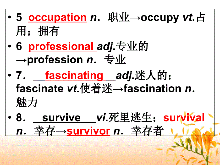 外研版高一英语 Words for Module4 Book 1 单词讲解课件（共15张）.ppt_第3页