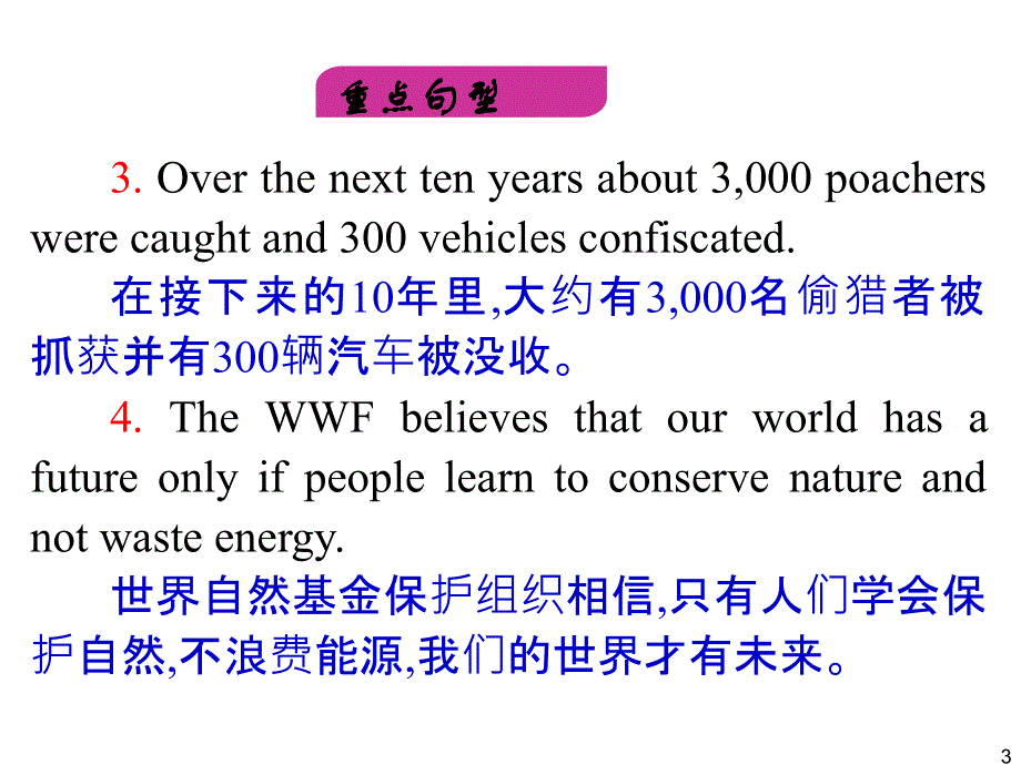 外研版高中英语一轮复习精品课件：必修5 M6 Animals in Danger.ppt_第3页