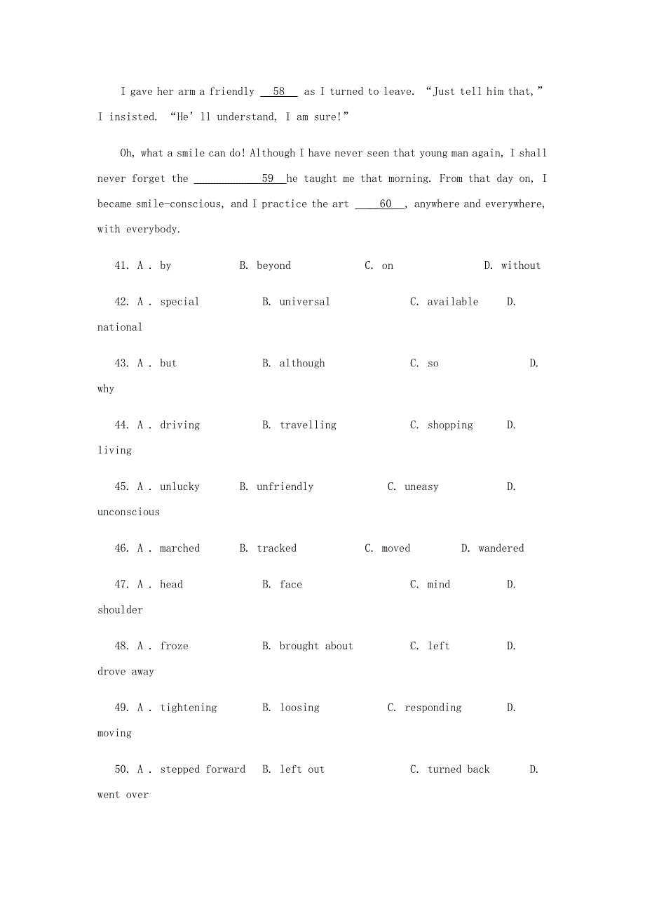 2023年高考英语题型训练完形填空七含解析20230301170.docx_第2页