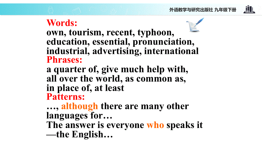 外研社九年级下册英语课件：Module 7 Unit 2 We all own English.ppt_第3页