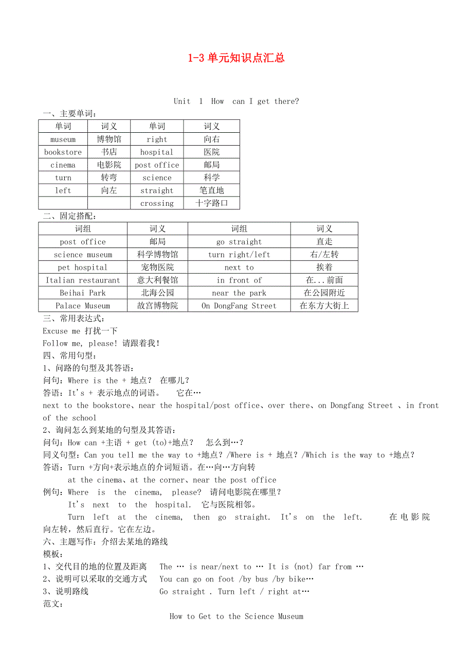 六年级英语上册 1-3单元知识点汇总 新人教版.doc_第1页