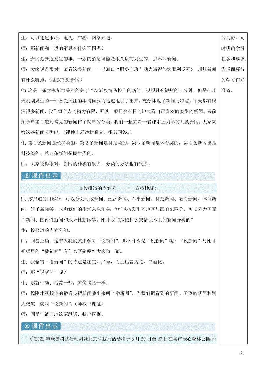 2023部编四年级语文下册第2单元口语交际：说新闻新学习单教案.docx_第2页
