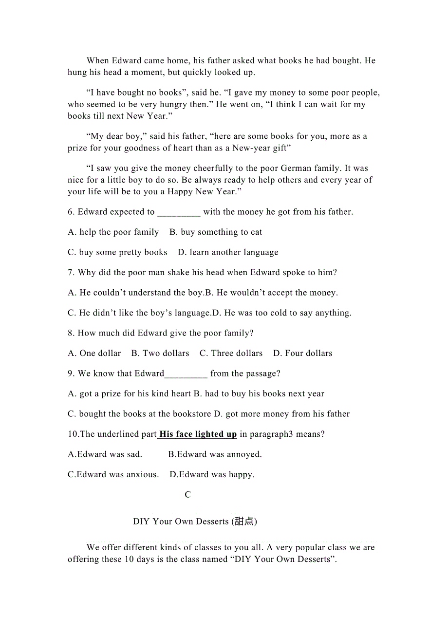 吉林省吉林市第五十五中学2021-2022学年高一上学期9月月考英语试题 WORD版含答案.doc_第3页