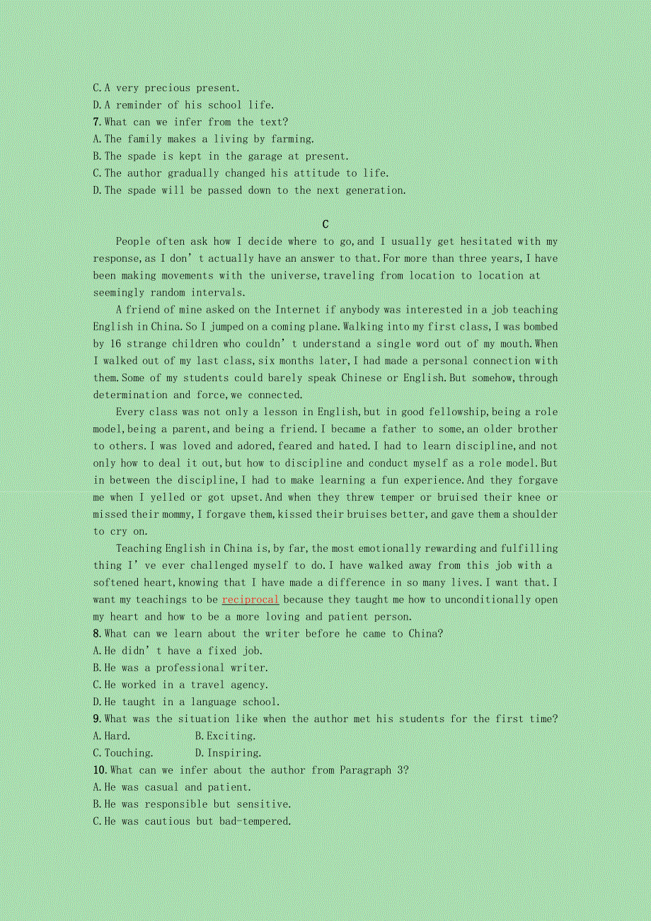 2023高考英语一轮复习选修8Module4阅读理解题组_练速度优质练习含解析外研版202303291198.docx_第3页