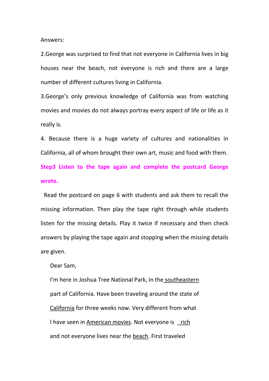 2019春人教新课标高二英语选修八教案：UNIT1 A LAND OF DIVERSITY LISTENING AND SPEAKING .doc_第2页