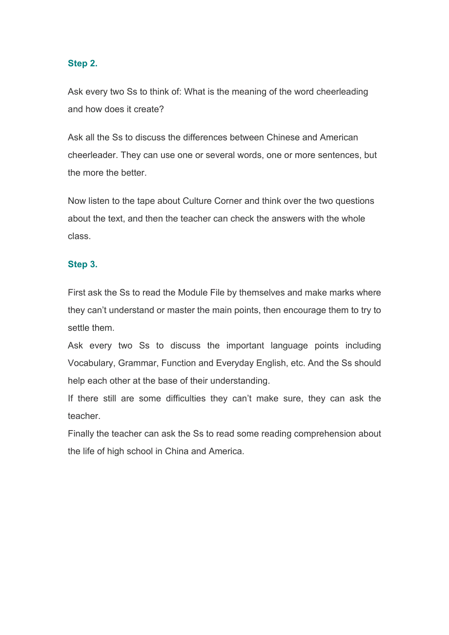 2019春外研版高二英语选修七教案：MODULE 2 HIGHLIGHTS OF MY SENIOR YEAR PERIOD FIVE READING PRACTICE CULTURAL CORNER .doc_第2页