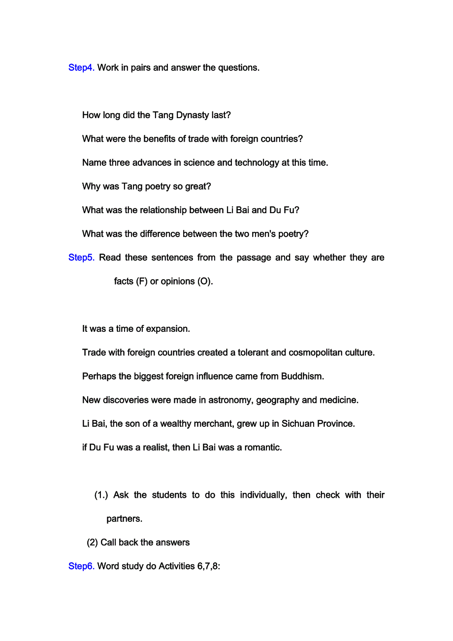 2019春外研版高二英语选修八教案：MODULE 6 THE TANG POEMS PERIOD TWO READING AND VOCABULARY .doc_第2页