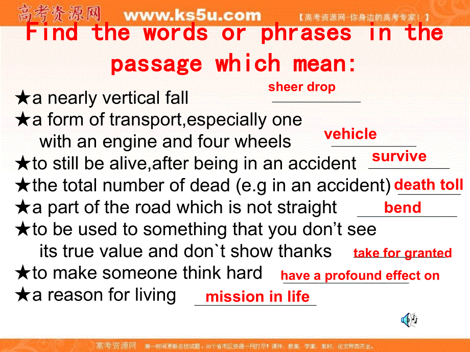 山东省荣成市第六中学高中英语必修5课件：MODULE2 VOCABULARY AND READING.ppt_第3页