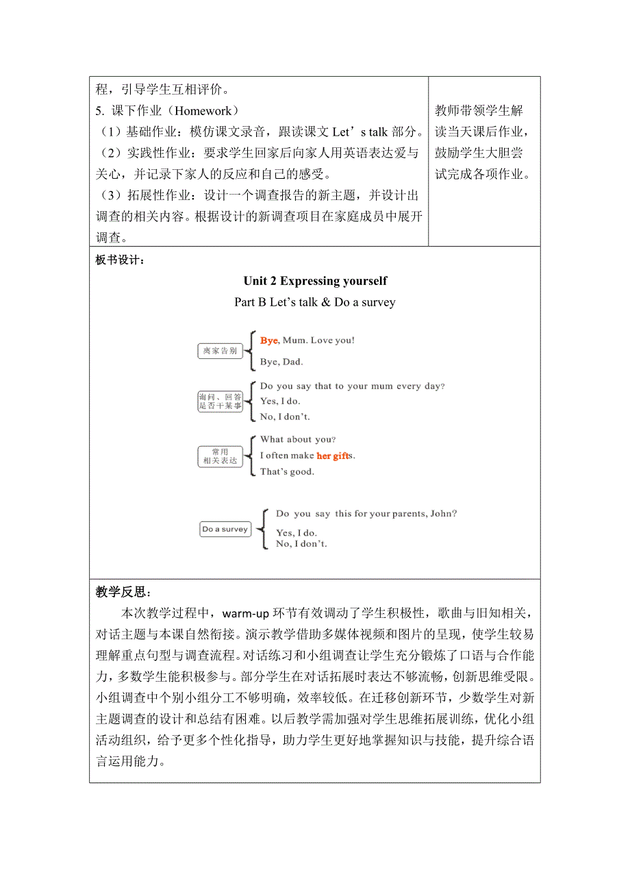 2025新版人教版小学英语三年级下册 Unit 2 Expressing yourself B Let’s talk &amp; Do a survey 教学设计.doc_第3页