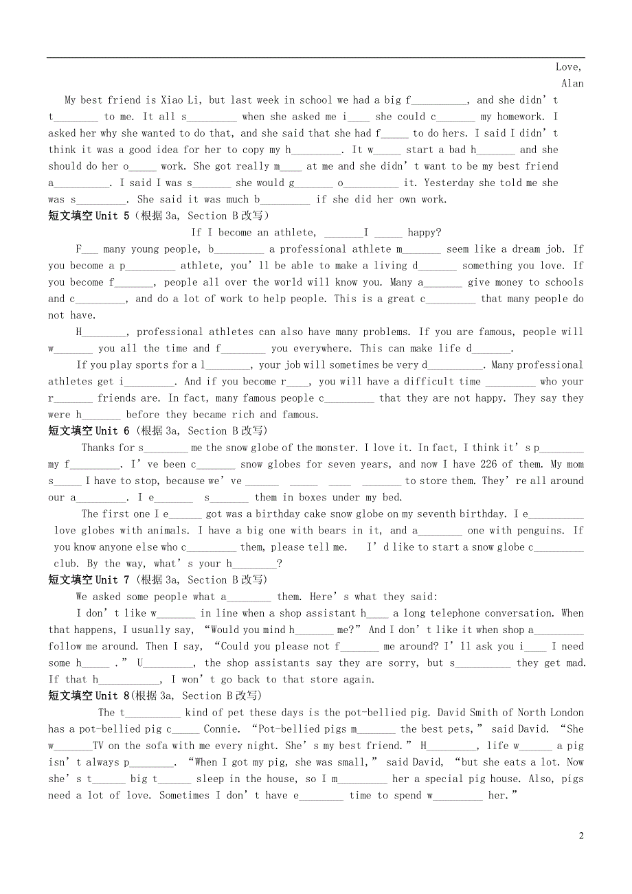 八年级英语下册 课文短文填空（无答案） 人教新目标版.docx_第2页