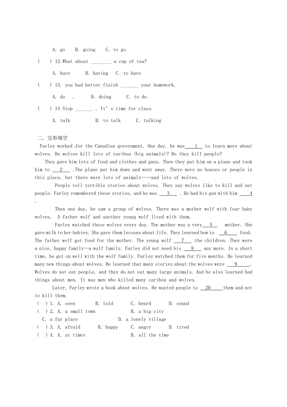 内蒙古鄂尔多斯市达拉特旗第十一中学中考英语 八年级上册 Modules7-9复习（无答案） 外研版.doc_第3页