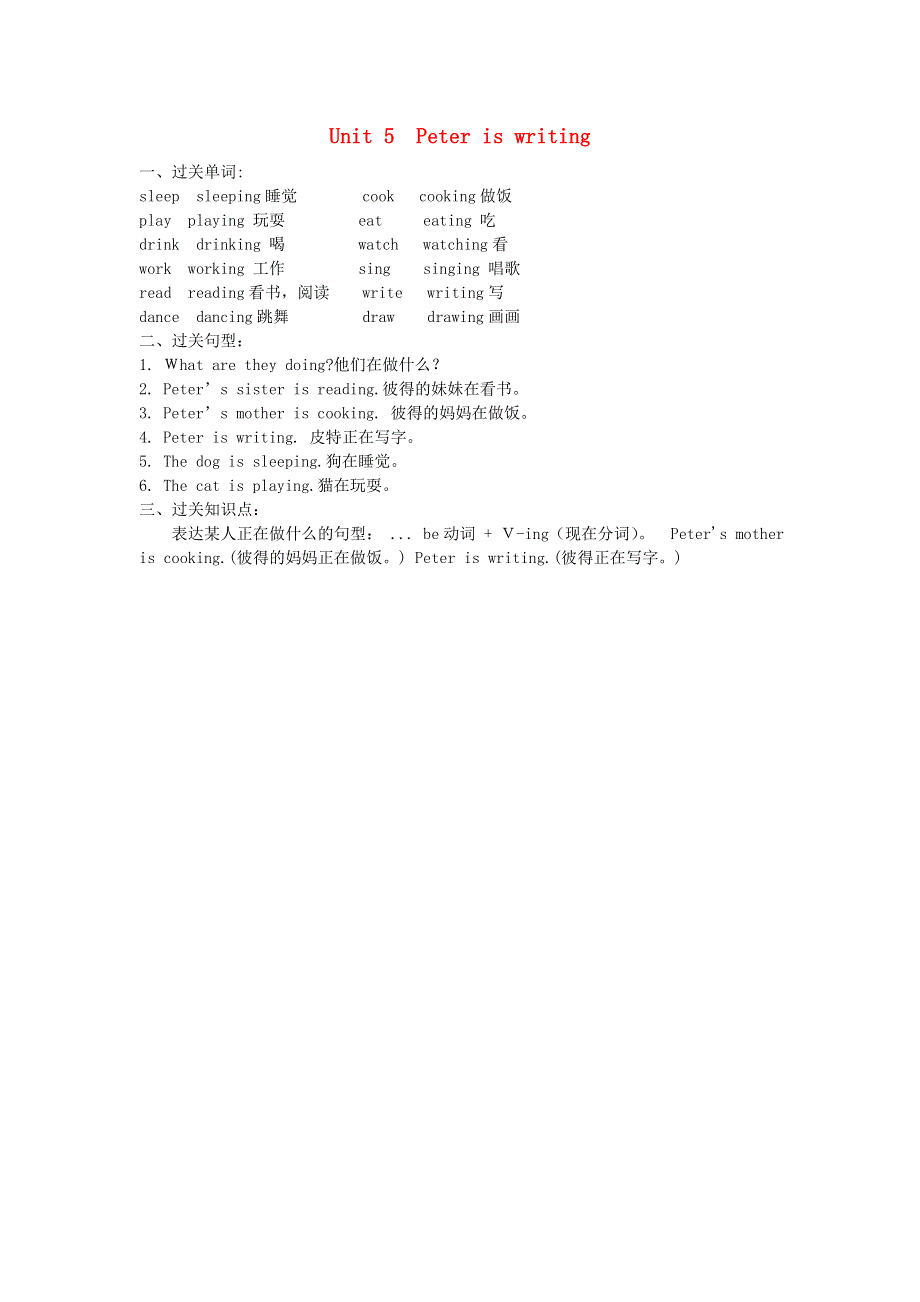 2020春四年级英语下册Unit5Peteriswriting知识梳理湘少版.doc_第1页