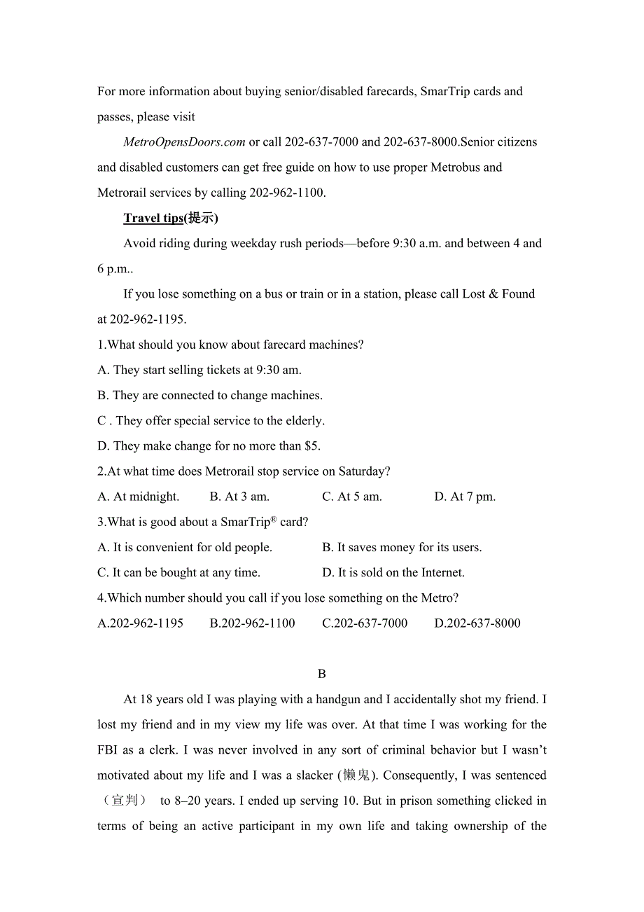 内蒙古鄂温克旗第三中学2020-2021学年高一第一学期期中考试英语试卷 WORD版含答案.doc_第2页