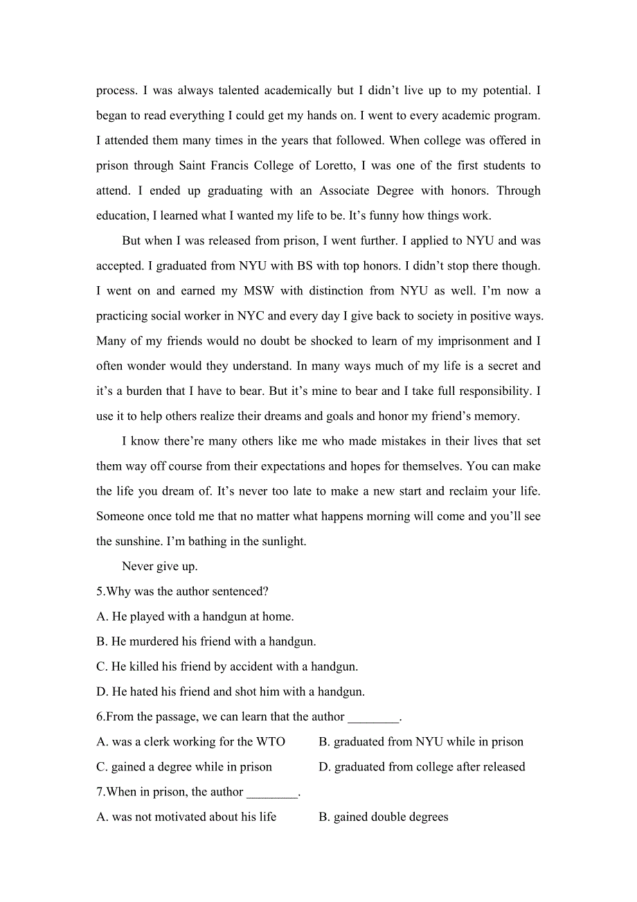 内蒙古鄂温克旗第三中学2020-2021学年高一第一学期期中考试英语试卷 WORD版含答案.doc_第3页