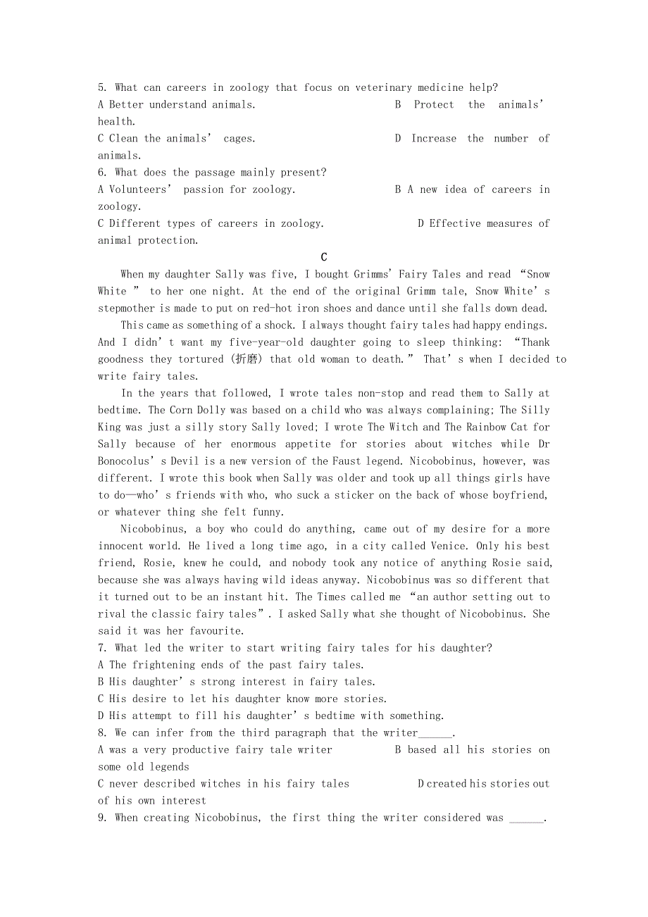 内蒙古锡林郭勒盟2019_2020学年高二英语10月月考试题.doc_第3页