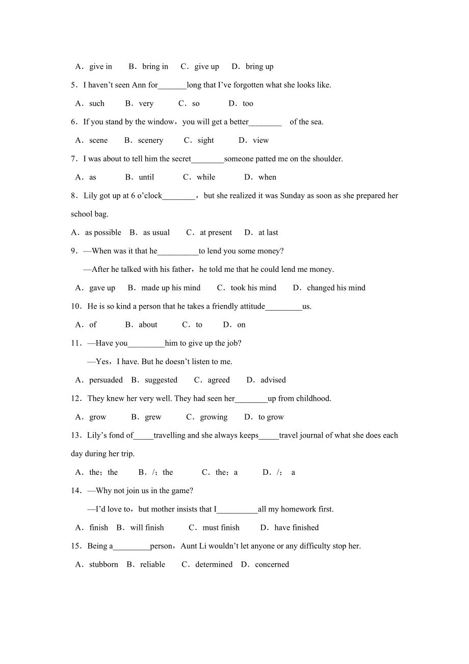 内蒙古集宁一中人教版高中英语必修一UNIT 3 TRAVEL JOURNAL 综合练习 WORD版缺答案.doc_第3页