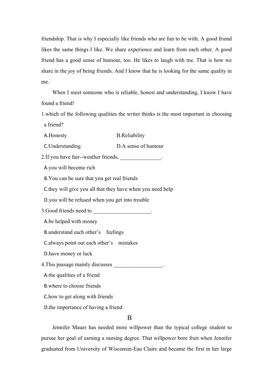 内蒙古集宁一中（西校区）2019-2020学年高二下学期期末考试英语试卷 WORD版含答案.doc_第2页