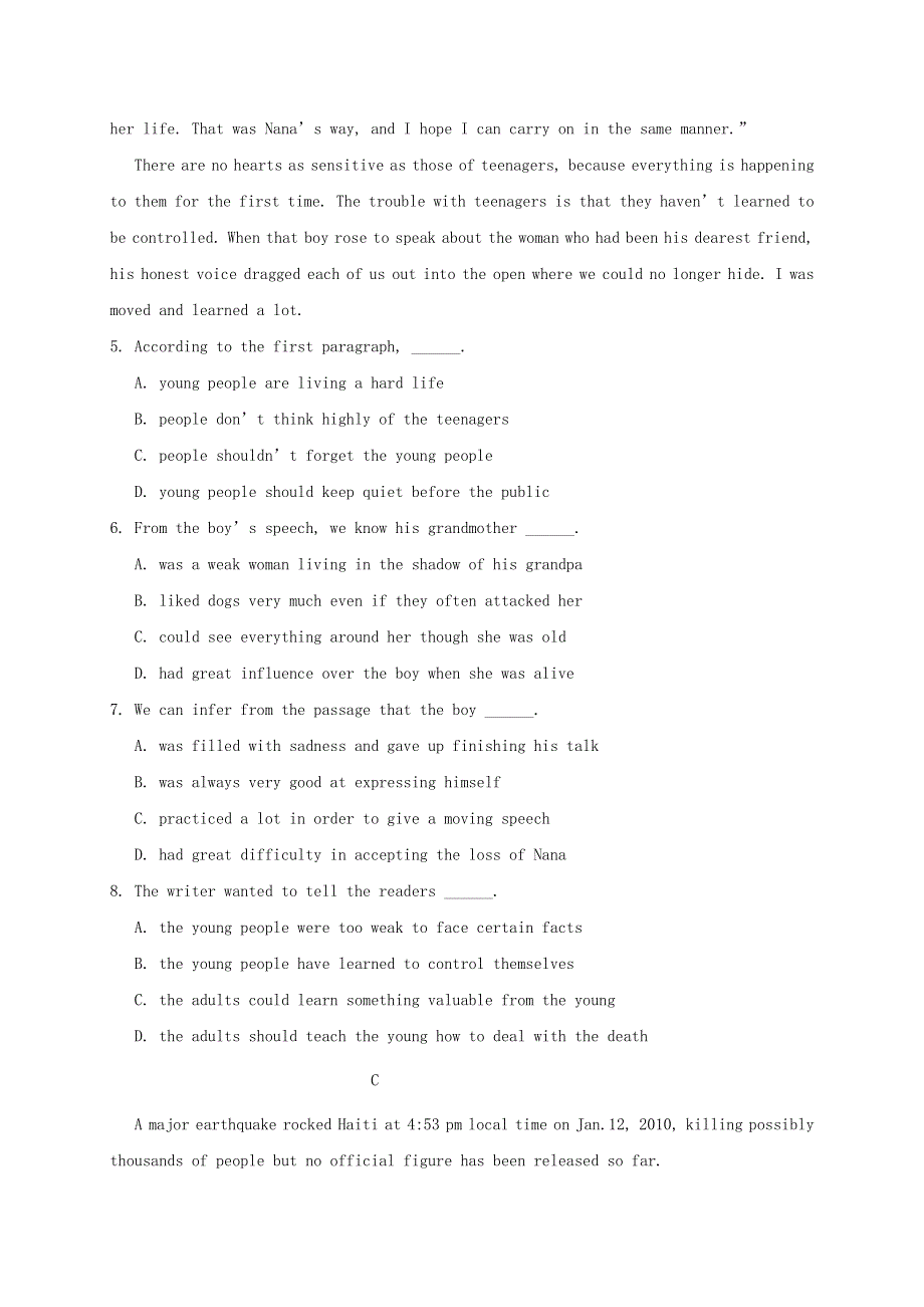 内蒙古集宁一中（西校区）2020-2021学年高二英语上学期第一次月考试题.doc_第3页