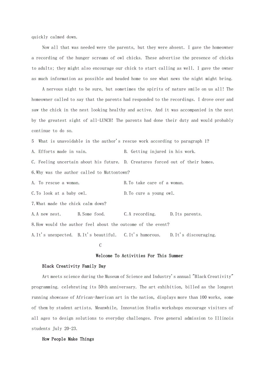 内蒙古集宁一中（西校区）2020-2021学年高二英语上学期期中试题.doc_第3页
