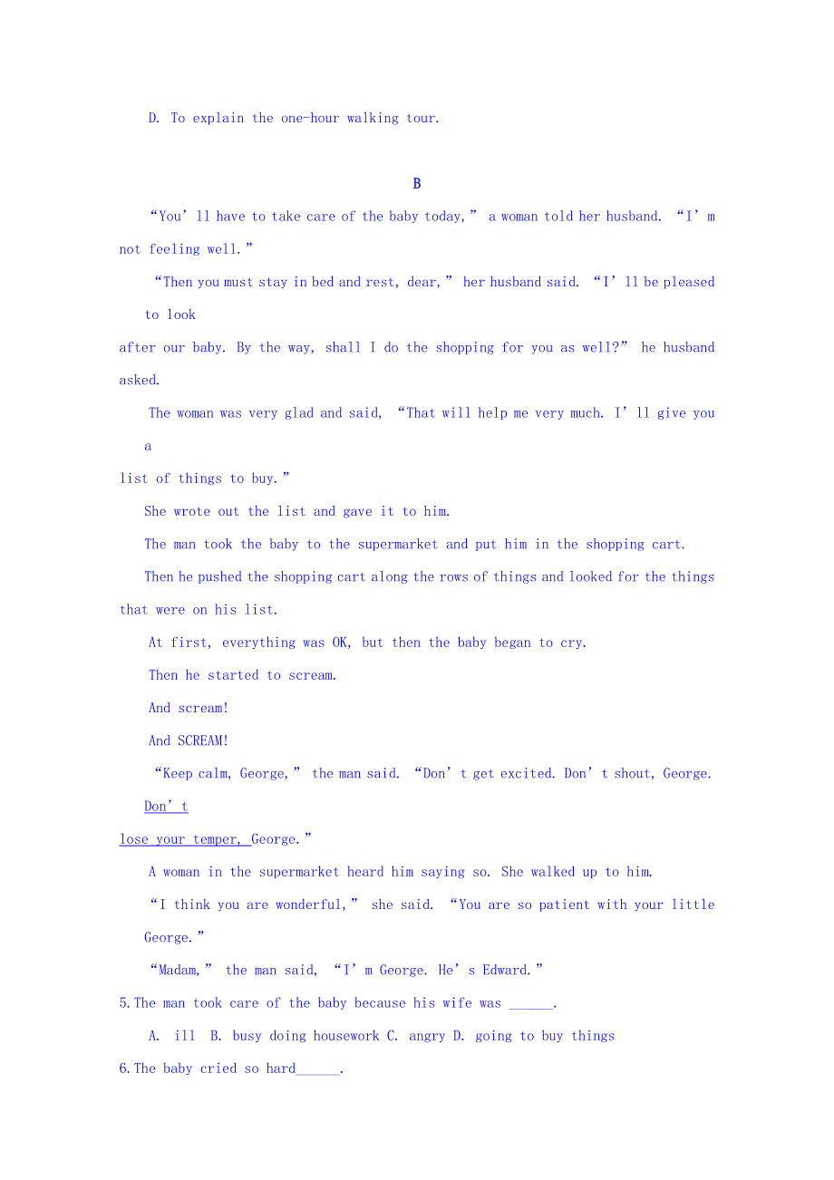 内蒙古集宁一中（东校区）2015-2016学年高一上学期第二次月考英语试题 WORD版含答案.doc_第3页