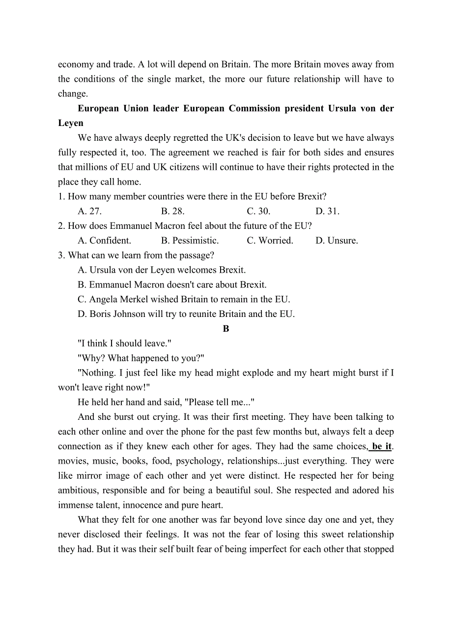 四川省射洪市2019—2020学年高二下期期末英才班能力素质监测英语试题 WORD版含答案.doc_第2页