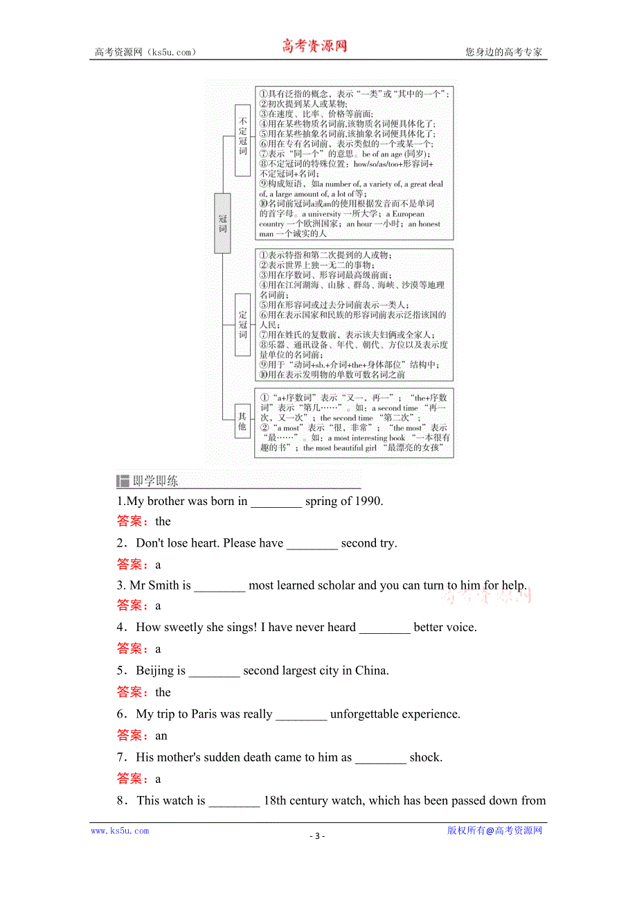2020高考英语大二轮专题复习冲刺创新版学案（含练习）：语法突破 5个常考点 WORD版含解析.doc_第3页