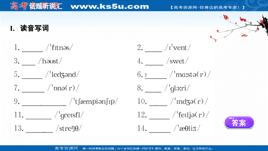 新教材2021-2022学年人教版英语必修第一册课件：UNIT 3　SPORTS AND FITNESS .ppt_第2页