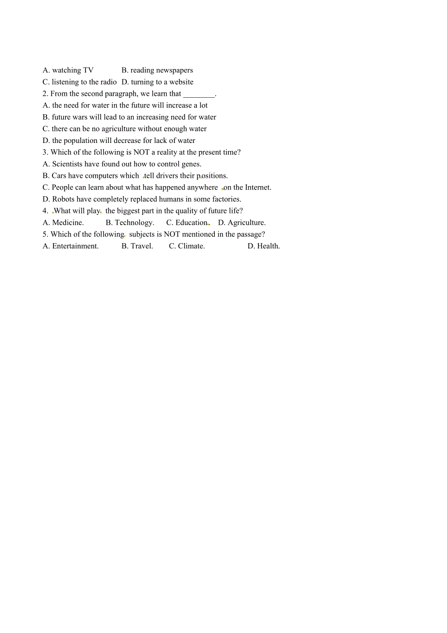 四川省岳池县第一中学高中英语《Module 1 Life in the Future 第2课时》学案 外研版必修4.doc_第3页