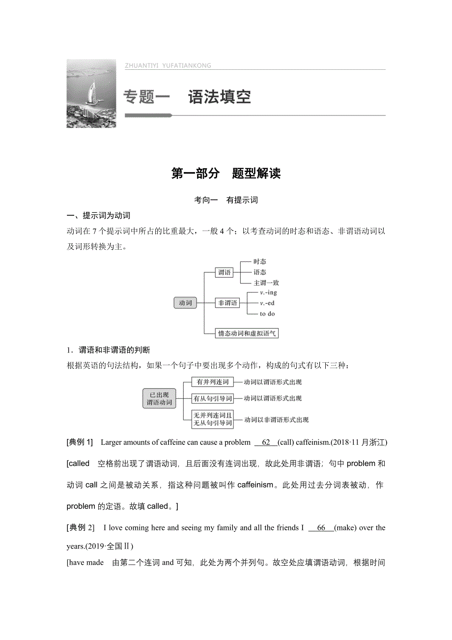 2020高考英语新课标地区专用版大二轮讲义：专题一 语法填空 第一部分 WORD版含解析.docx_第1页