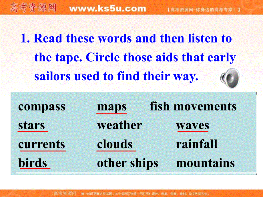 广东省广州市培才高级中学2016高考英语复习课件：新人教选修9 UNIT2 SAILING THE OCEANS-LISTENING （共34张PPT） .ppt_第2页