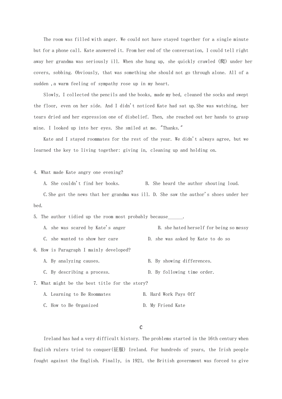 内蒙古北京八中乌兰察布分校2019_2020学年高一英语上学期第二次调研考试试题.doc_第3页