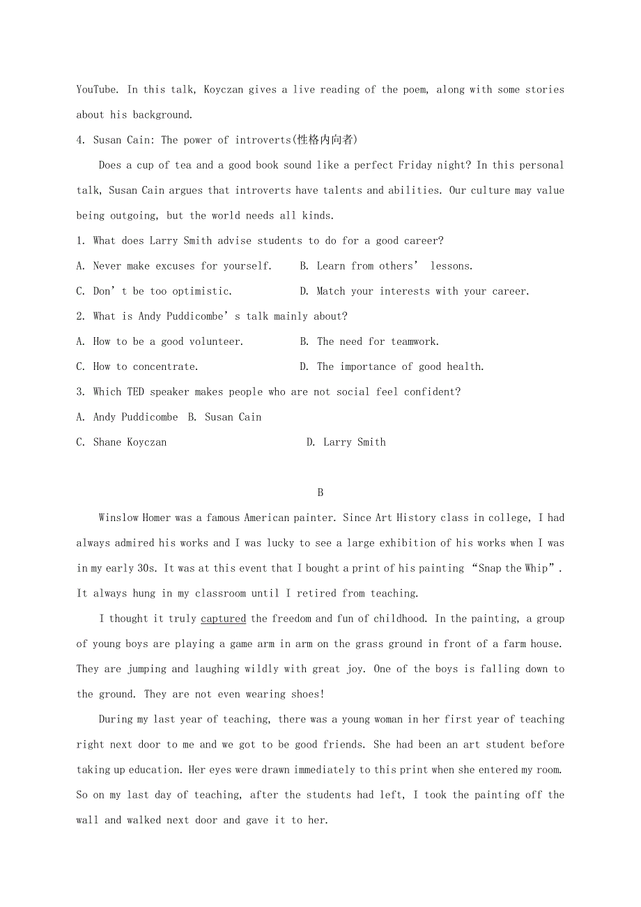 内蒙古北京八中乌兰察布分校2020-2021学年高一英语上学期期中（学科素养评估二）考试试题.doc_第2页