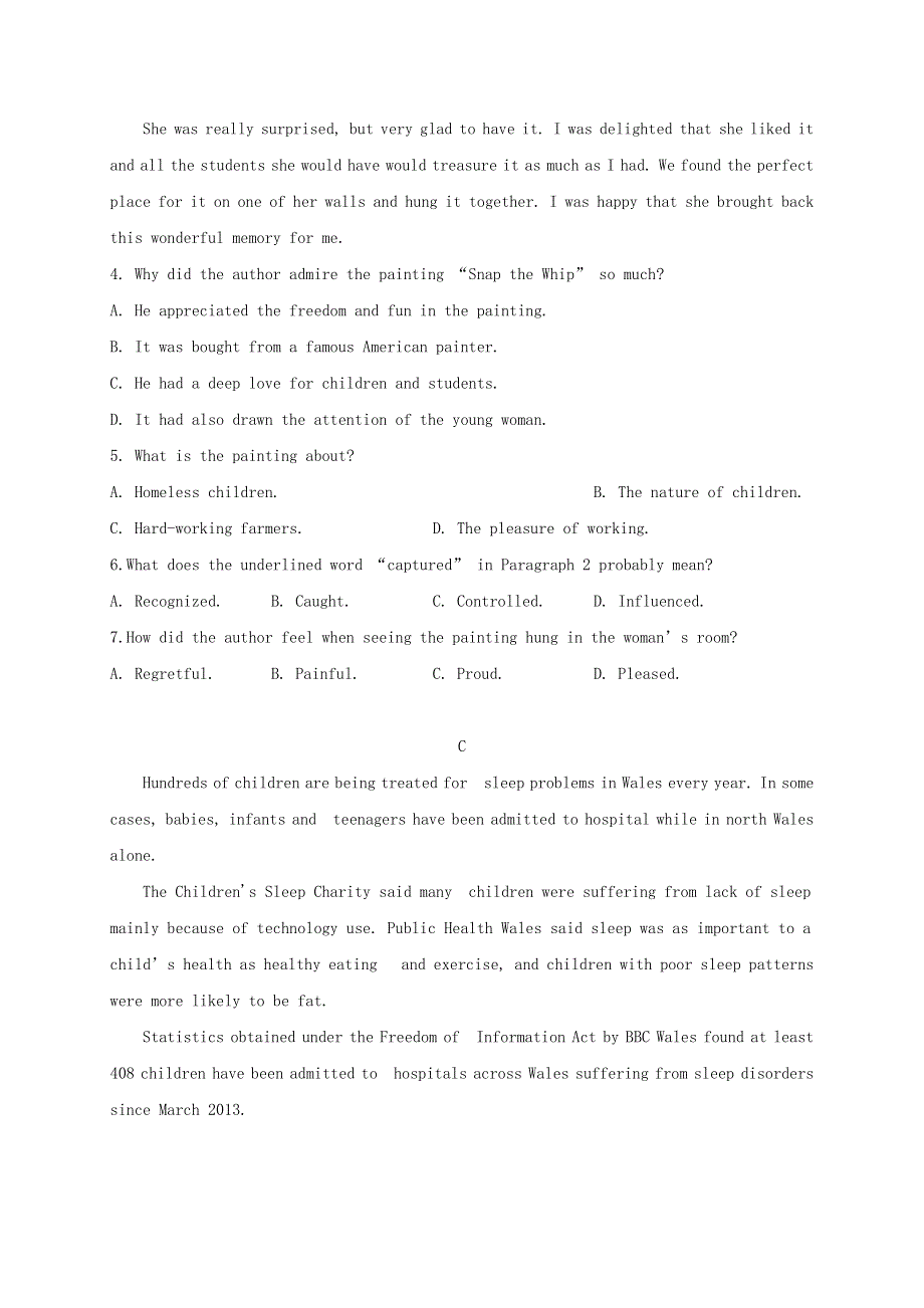 内蒙古北京八中乌兰察布分校2020-2021学年高一英语上学期期中（学科素养评估二）考试试题.doc_第3页