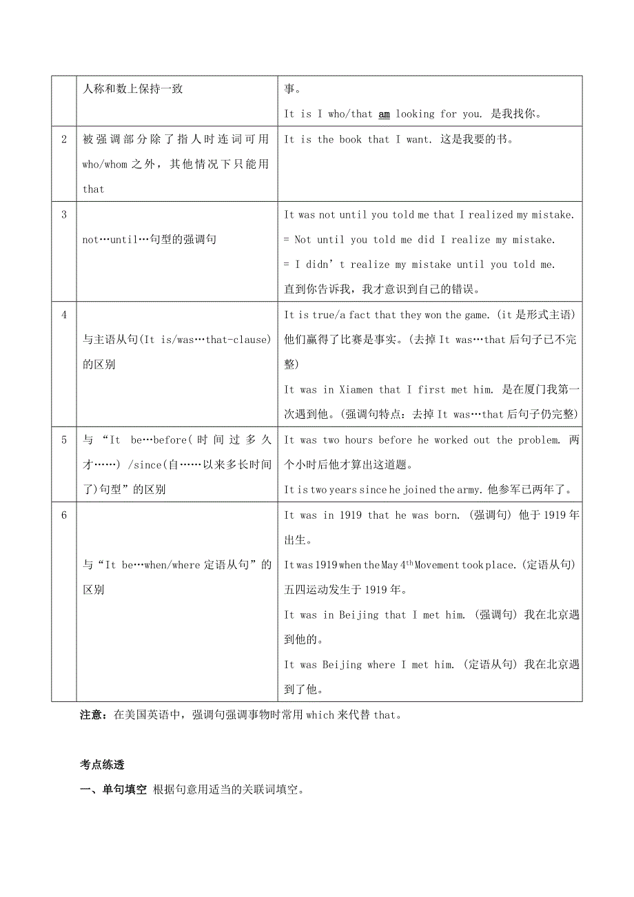 2020年高考英语语法讲解及考点练习 强调句（含解析）.doc_第2页