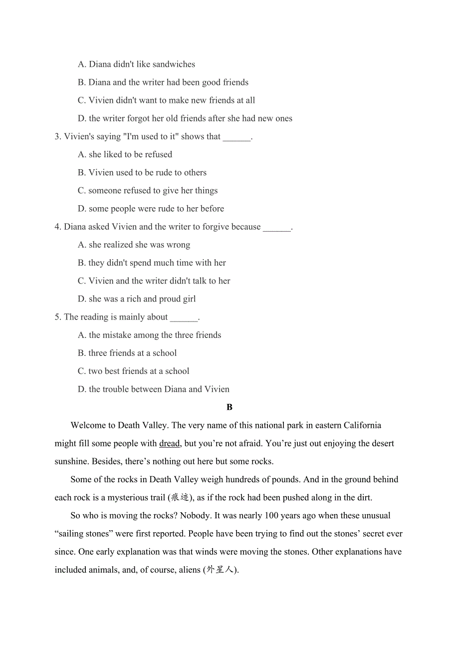 内蒙古呼和浩特市回民中学2016-2017学年高一上学期期中考试英语试题 WORD版含答案.doc_第2页