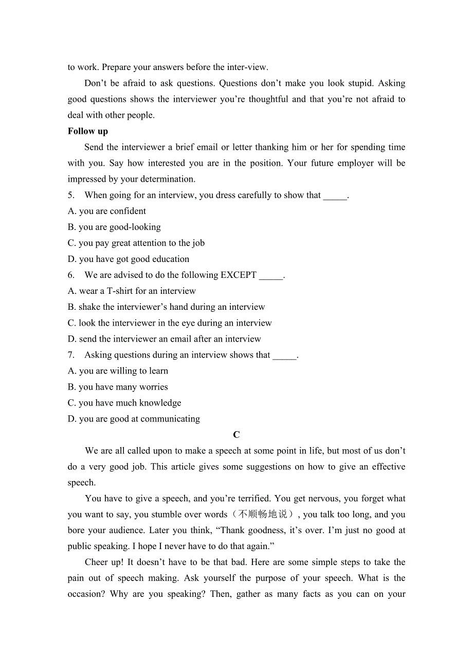 内蒙古呼和浩特市开来中学2020-2021学年高二上学期期中考试英语试卷 WORD版含答案.doc_第3页