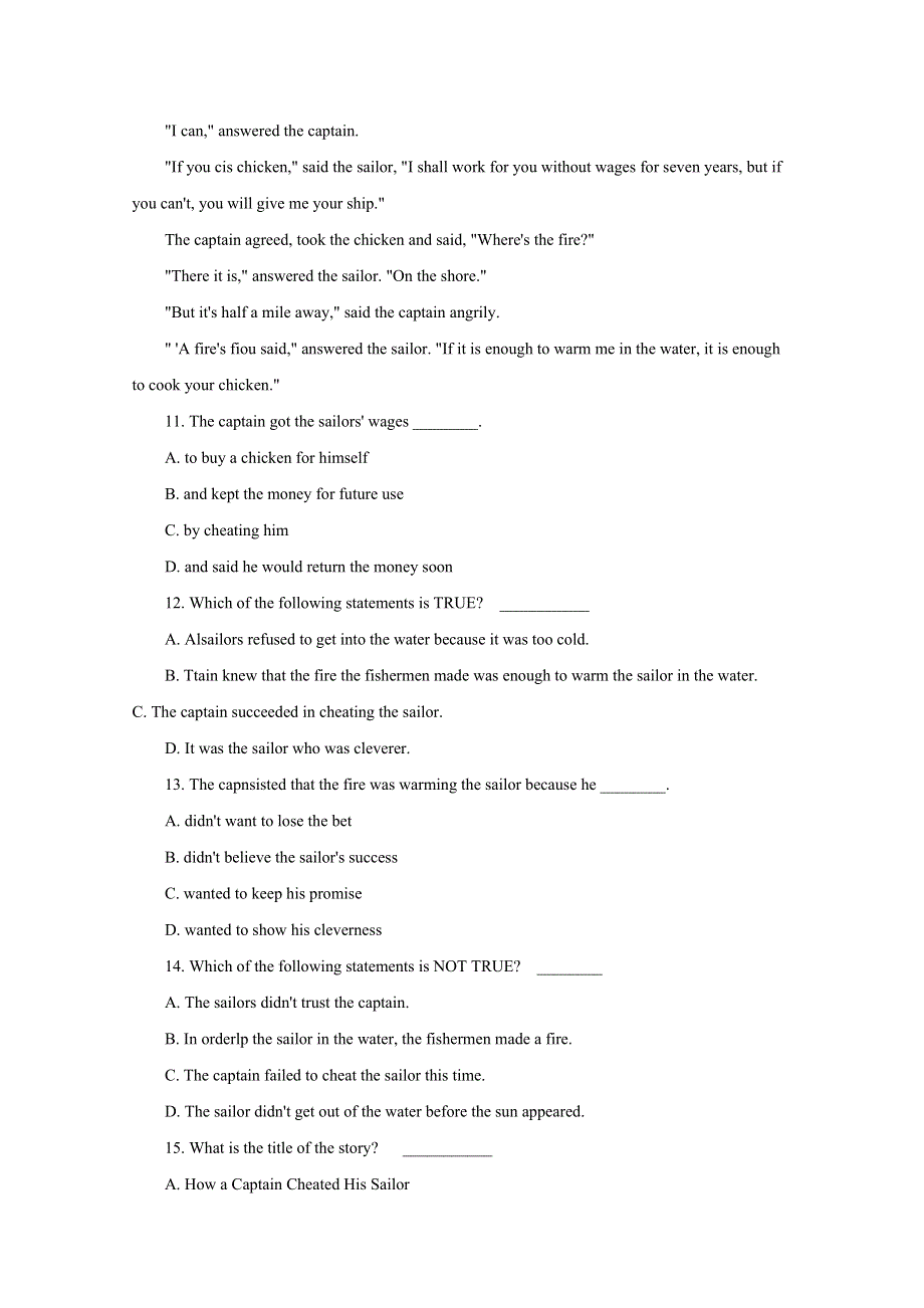 四川省北川中学2015-2016学年高一上学期10月课堂定时训练2英语试卷WORD版附答题卡含答案.doc_第2页