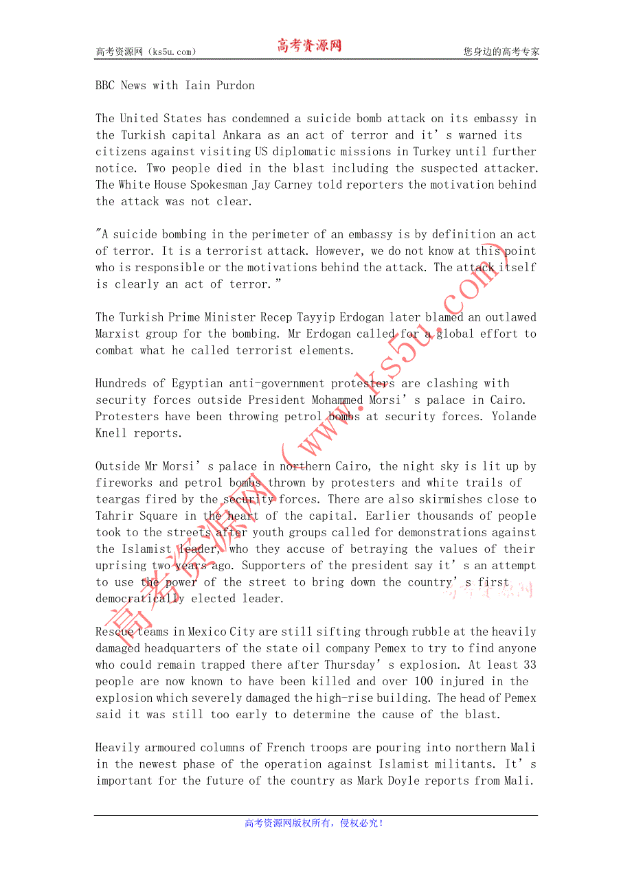 BBC英语听力2013年02月（WORD文本）：20130202BBC.doc_第1页