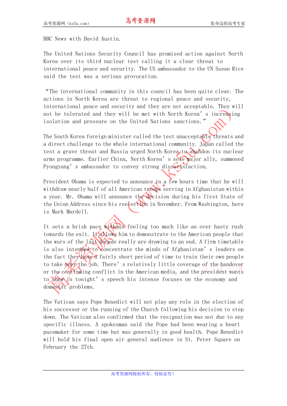 BBC英语听力2013年02月（WORD文本）：20130213BBC.doc_第1页