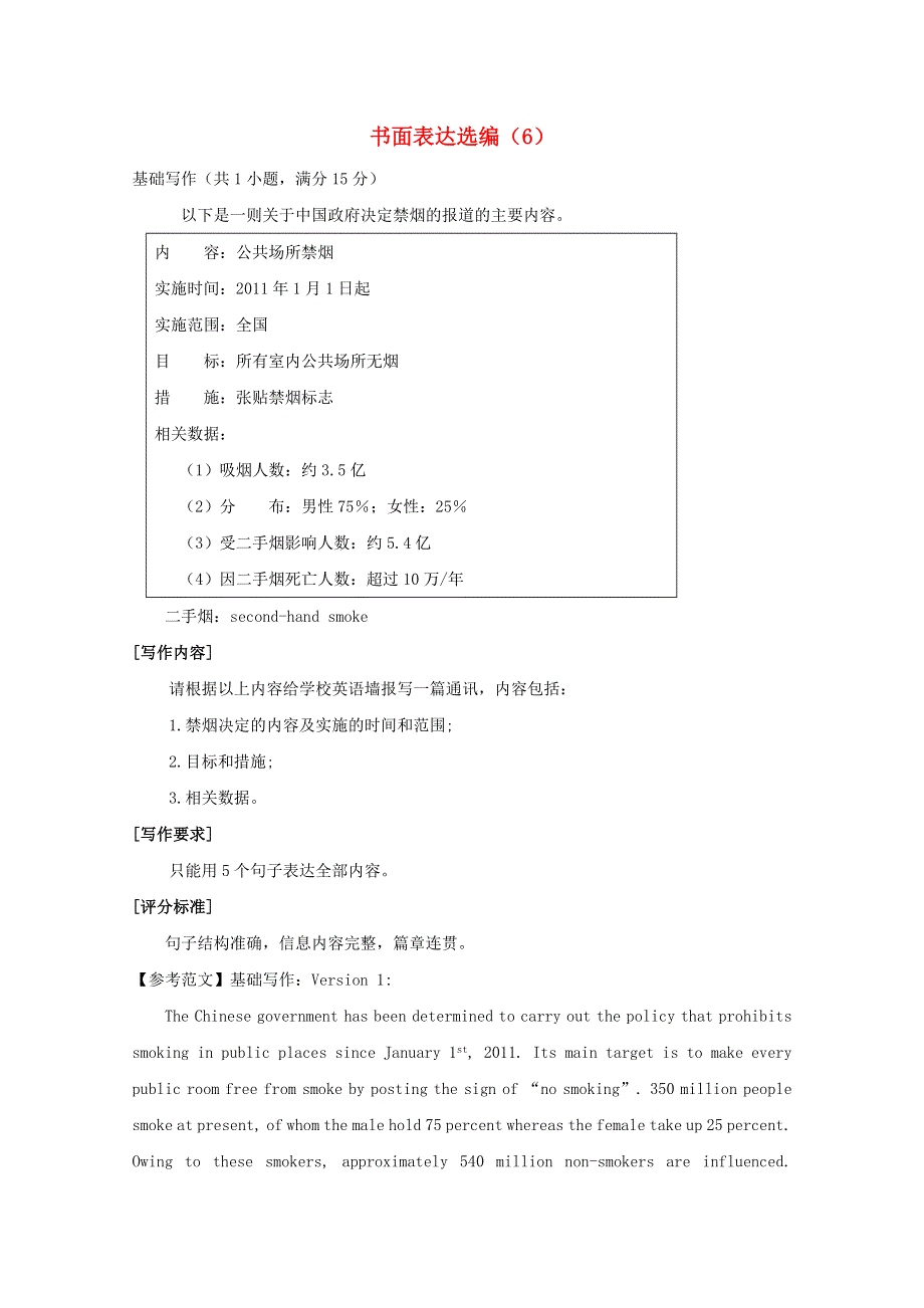 四川省南充市2016高考英语二轮复习 书面表达选编（6）.doc_第1页